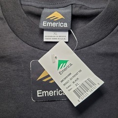 Emerica Mens Black Pocket T-Shirt Gold Triangle Pattern XL Streetwear Skater