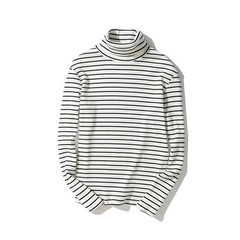 Men’s Long Sleeves Tops Loose Shirt High Neck Blouse Sweater Stripes Warm Soft