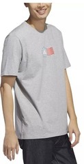 adidas Men’s Crewneck American Flag Graphic T-Shirt Grey Heather-Small
