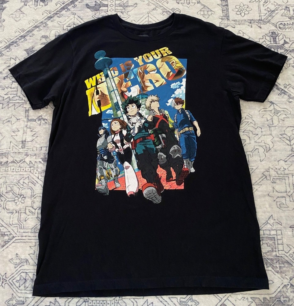My Hero Academia Two Heroes Black Graphic Tee Shirt Large Funimation T-Shirt