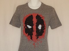 Deadpool T-Shirt Mens Size M L Gray NEW Blood Spatter Logo Emblem Short Sleeve