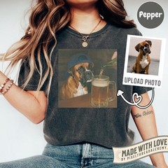 Funny Beer Drinking Dog Graphic Shirt Personalized Pet Meme Unisex Tee Gift