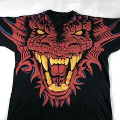 Liquid Blue Double Sided AOP Red Dragon Green XL 1996 Single Stitch Shirt VTG