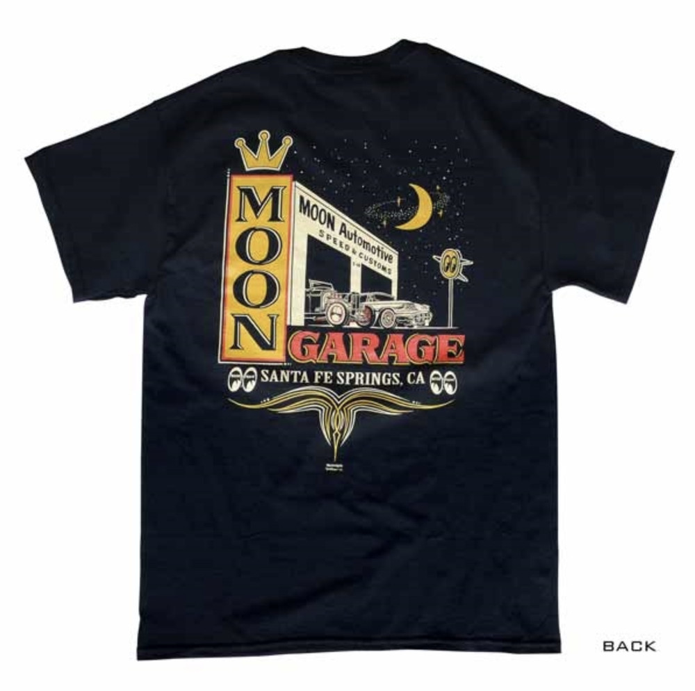 Men’s Mooneyes Moon Automotive Garage Santa Fe Black T-Shirt Cotton MQT118BK