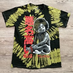 Brooklyn Mint Notorious BIG TShirt Mens M Biggie Baby Kanji Tie Dye Black Yellow
