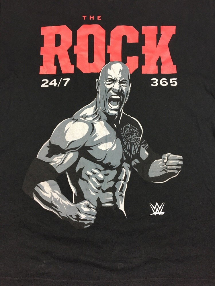 The Rock 24/7 365 T-Shirt Mens Wrestling Worldwide Entertainment Black Sz M 2015