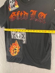 GFTD T Shirt Mens M Black Flames Skulls Hip Hop Street Wear