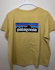 Patagonia Responsibili-Tee Women’s Yellow Graphic Logo Crew Neck T-Shirt XXL