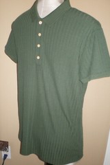 NITAGUT Mens FOREST GREEN Casual Short Sleeve Collared Ribbed Knit POLO Shirt S