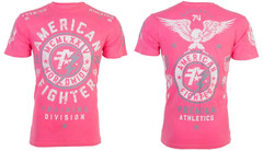 AMERICAN FIGHTER Men’s T-Shirt MADISON Athletic Biker GYM Pink MMA