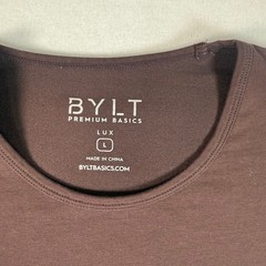BYLT Premium Basics LUX T-Shirt Mens Large Brown Cotton Blend Minimalist Workout