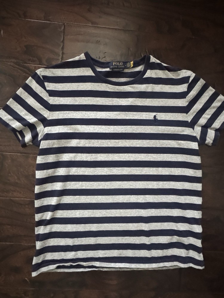 Polo Ralph Lauren Custom Slim Fit Striped Navy/Gray Men’s M Crew Neck Tee