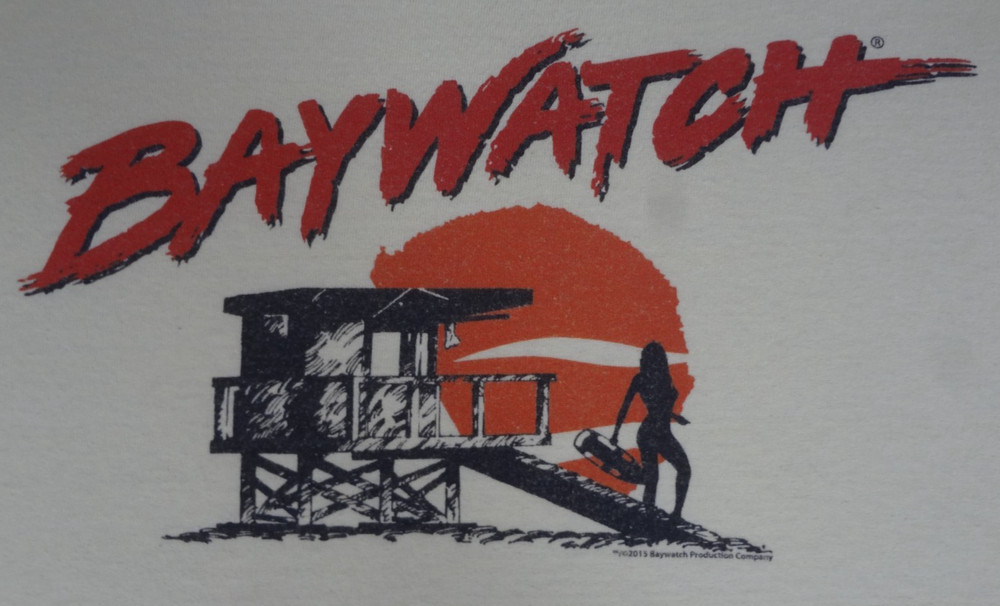 BAYWATCH 90S TV SHOW BAKINI GIRL GUARD TOWER YELLOW XL T-SHIRT L131 (PILLING)