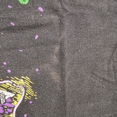 Vintage 90s World Map Camp T-Shirt Mens L Black Double Sided Neon Rave Single S