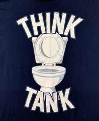 Think Tank Toilet Graphic Bathroom Humor T-shirt Size XL Navy Blue 100% Cotton