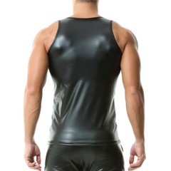 New Men’s Slim Fit PU Leather Vest Undershirts Tank Tops Club Sleeveless T-Shirt