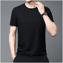 Men T-shirt New Summer Waffle Round Neck Short Sleeved T-shirt Men’s Short Sleev