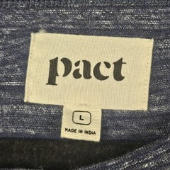 Pact Organic Cotton Henley Shirt Mens L Blue Space Dye Sustainable Eco Friendly