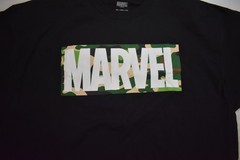 Marvel Mens Marvel Camo Box Logo Black Shirt NWT 2XL-6XL