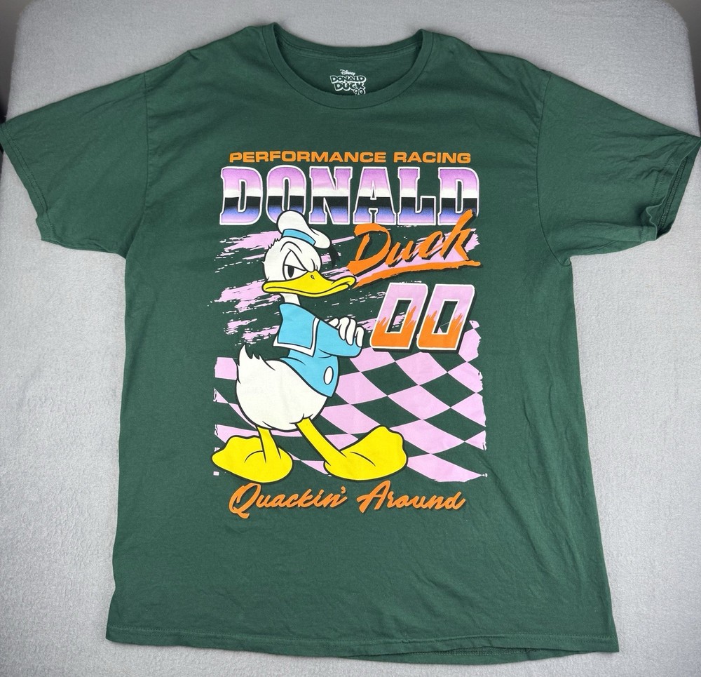 Disney Donald Duck Performance Racing Graphic T-Shirt~Adult Size Large~Preowned
