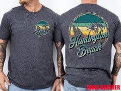 2 Sided Huntington Beach Surf City California Vintage Badge T-Shirt