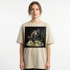 Funny Bear Smoking T-Shirt Bad Habits Forest Wildlife Meme Graphic Tee