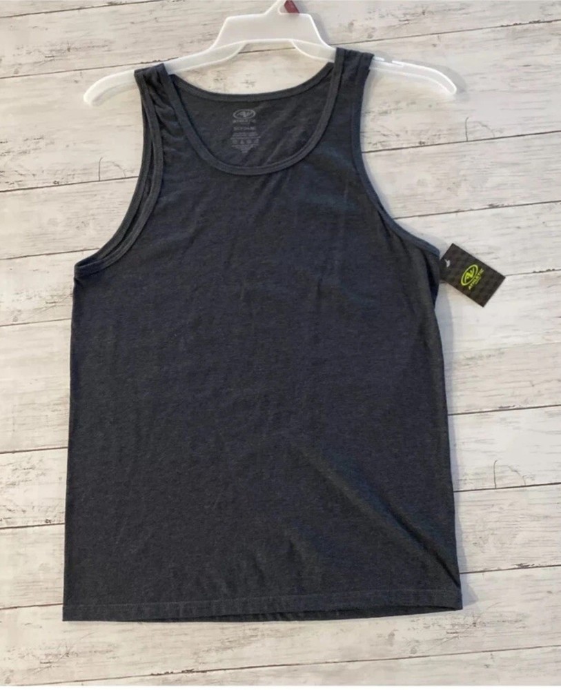 Athletic Works Mens Round Neck Black Heather DriWorks Active Tank Top S 34-36