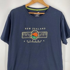 Wild Kiwi Mens New Zealand Aotearoa Graphic T-Shirt Navy Blue Cotton Tee Large