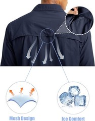 Mens Long Sleeve Cargo Shirt Sun Protection Outdoor Hiking Quick Dry Work Shirts