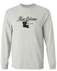 New Orleans Louisiana State T-Shirt Long Sleeve Graphic Tees Unisex Apparel