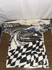 Vintage NASCAR Winston Cup 1991 Michigan Black & White All Over Print T-Shirt