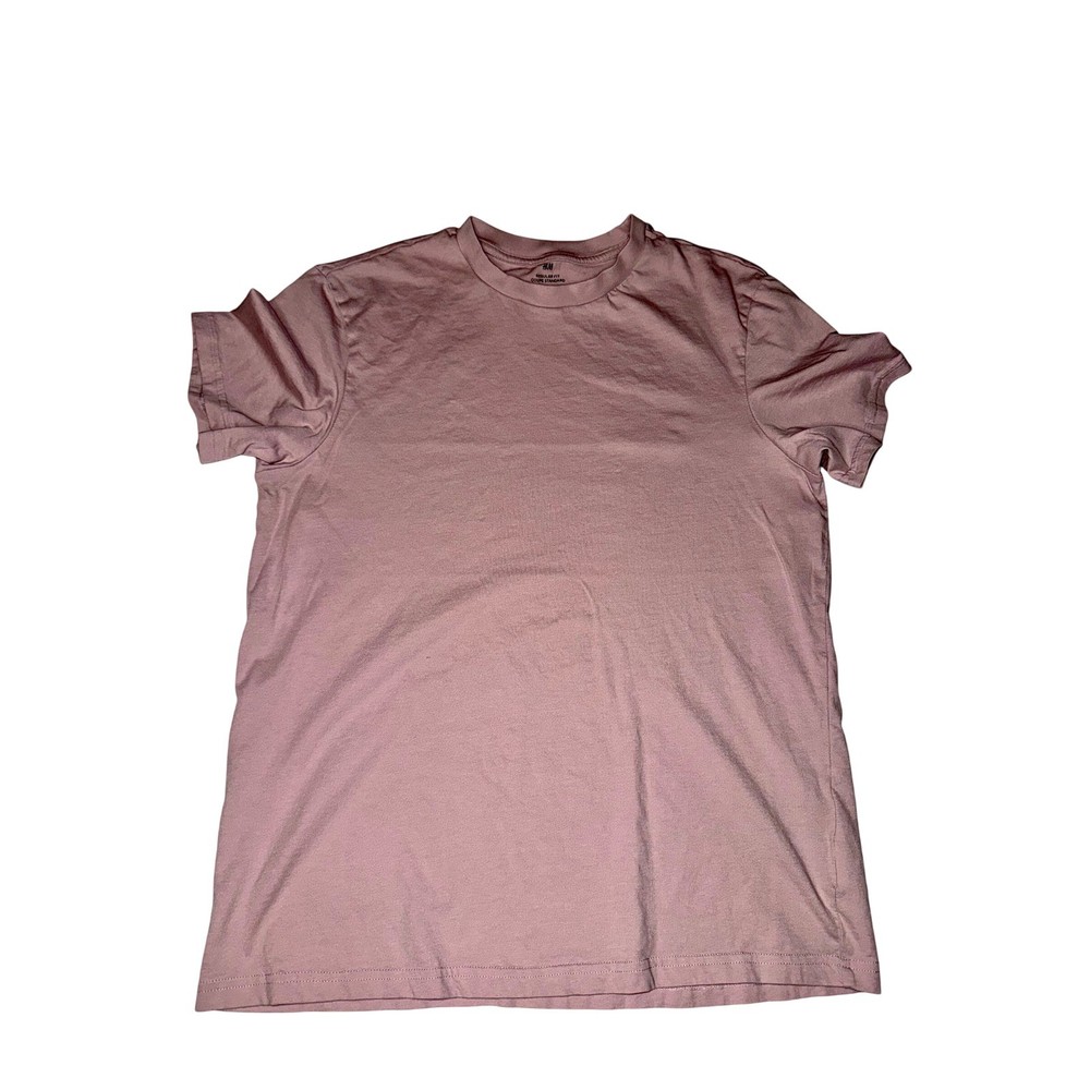 H&M T-Shirt Mens Medium Mauve Pink Regular Fit Short Sleeve Cotton Crew Neck