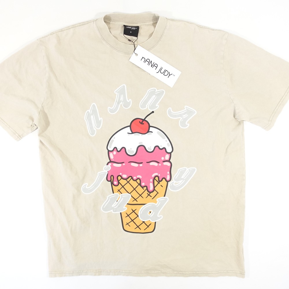 NANA JUDY KHAKI BEIGE MEDIUM ICE CREAM CONE DESSERT ART THE ROXBURY TEE TSHIRT
