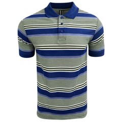 Men’s Short Sleeve Polo T-Shirt Stripe Pique Casual Regular fit Fashion Work Top