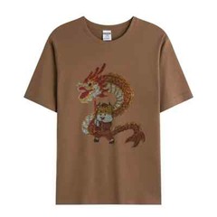 Fashion Dragon Rhinestones Summer Short Sleeve Luxury Men Trend Black T-Shirt