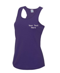 Custom Embroidered Personalised Your Text AWDis Just Cool Women’s Cool Vest Gym