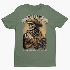 Outlaw Cowboy Skull Unisex T-shirt | Vintage Western Skeleton Horse Rider Shirt