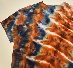 Gildan Handmade Ice Tie Dye T-Shirt Unisex Adult Size 2XL Orange Blue Tee NEW