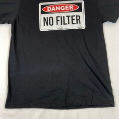 Tee Luv T-Shirt Mens Large Black Danger No Filter Graphic Short Sleeve Cotton
