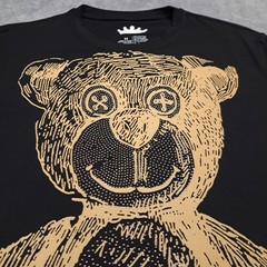 Heads Or Tails T-Shirt Size M Black Rhinestone Teddy Bear Goth Grunge Bling