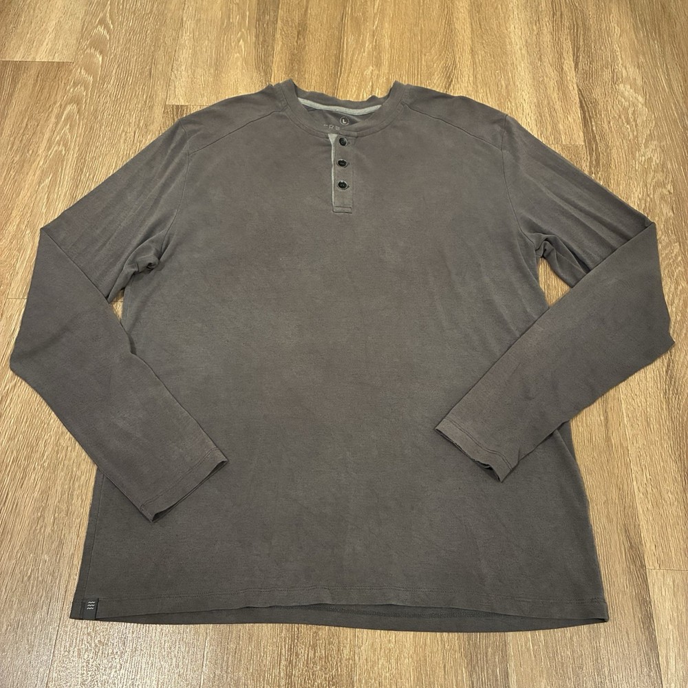Free Fly Mens T Shirt Grey Size L Large Bamboo Henley Long Sleeve