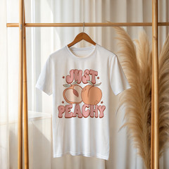 Just Peachy Shirt – Cute Retro Peach Graphic Tee for Women & Summer Outfit A452