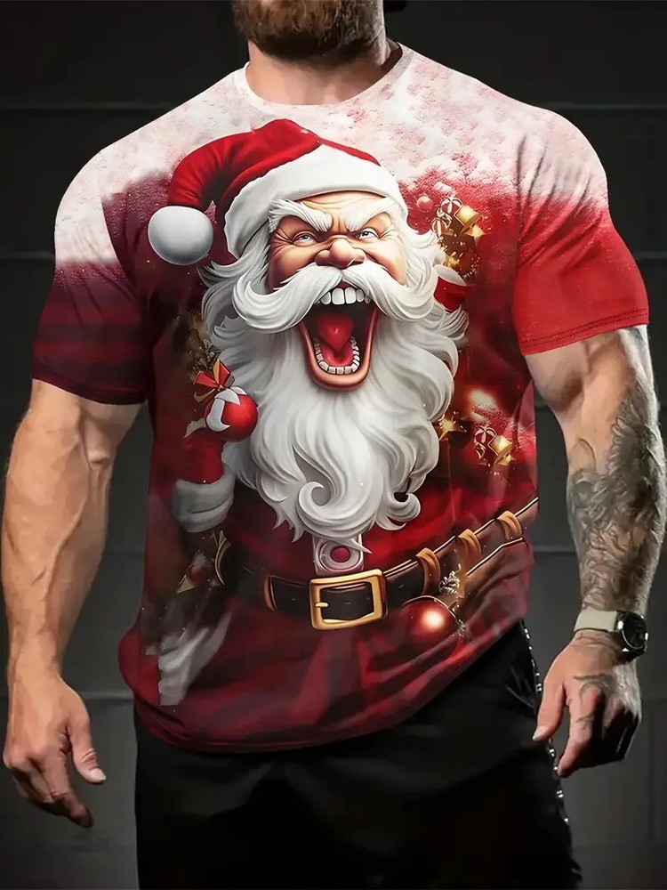 Santa Claus 3D Print Men’s Christmas T-Shirt Oversized HipHop Sweatshirt T-shirt