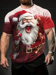 Santa Claus 3D Print Men’s Christmas T-Shirt Oversized HipHop Sweatshirt T-shirt
