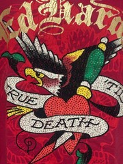 Ed Hardy Men’s Size L Tango Red Eagle Heart Rhinestone T-shirt NWT