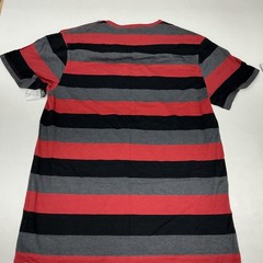 Carbon Shirt Mens 2XL Red Gray Black Stripe V Neck Short Sleeve Tagless