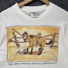 Vintage Funny Quote Shirt Mens Large White 90s USA Horse Western Cowboy Desert