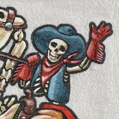 Cotton Deluxe Mens XL Made In USA Skeleton Cowboy On Horse Long Sleeve T-Shirt