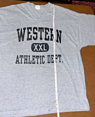 VINTAGE WESTERN XXL ATHLETIC DEPT. HALF SLEEVE T-SHIRT Grey V-Neck College WIU