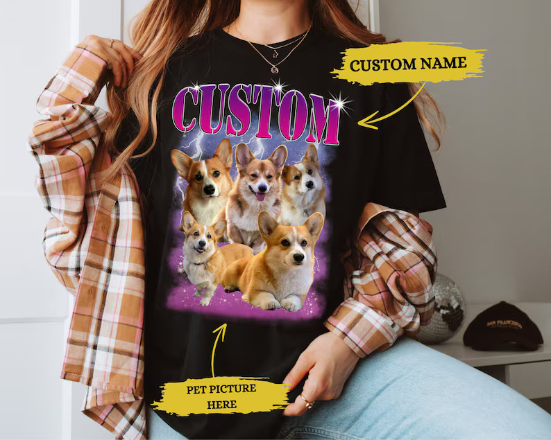 Custom Bootleg Shirt Dog Pet Photo Tee Personalized Vintage Style